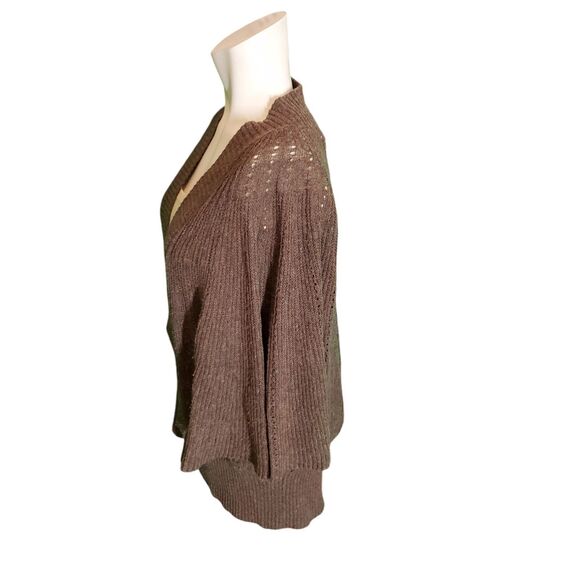 Moth Anthropologie Wool Blend Dolman Batwing Cardigan Sweater Brown Heather Sz L - Picture 4 of 6